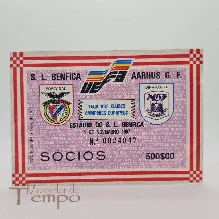 
Bilhete Futebol Benfica vs Aarhus G.F., Taça dos Clubes Campeões Europeus 1987