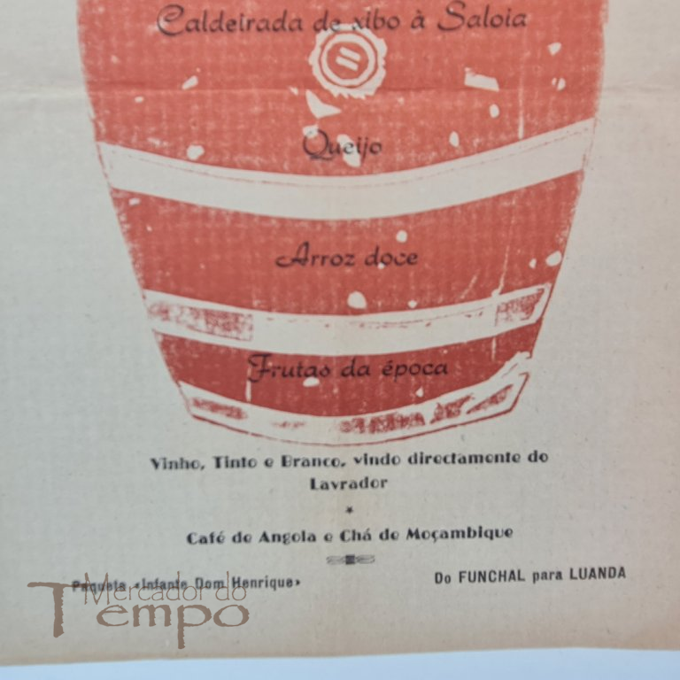 Ementa do Almoço a bordo do Paquete Infante D.Henrique, 1969