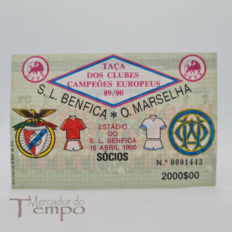 
Bilhete Futebol, Benfica vs Marselha, Taça dos clubes Campeões Europeus 89/90