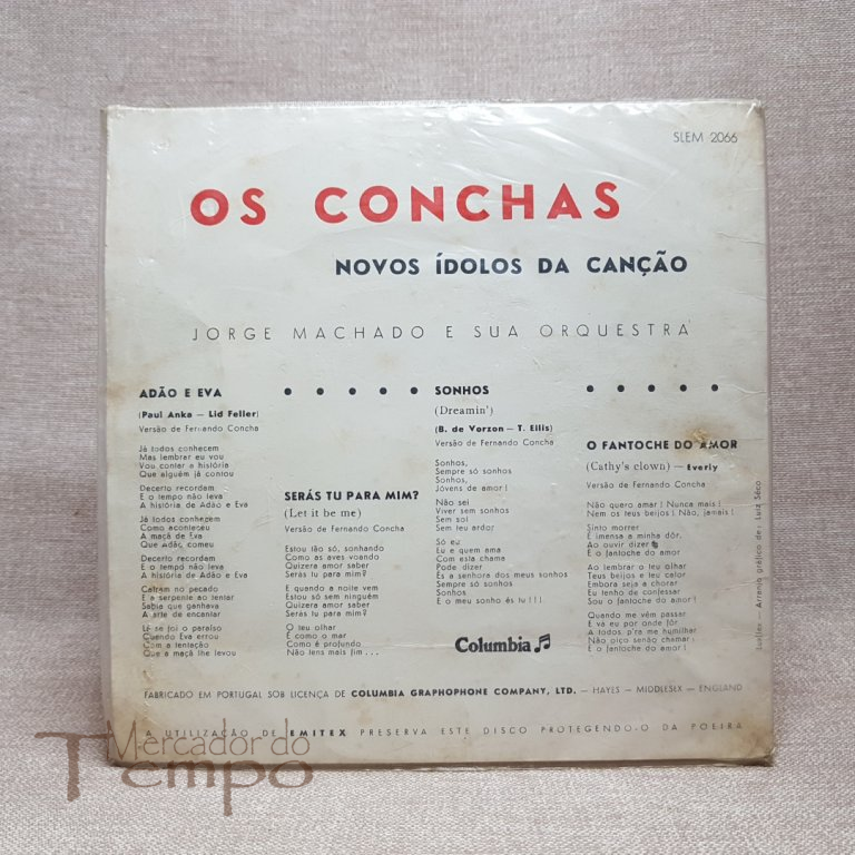 Disco 45 rpm Os Conchas - Novos Idolos da Canção - SLEM 2066 