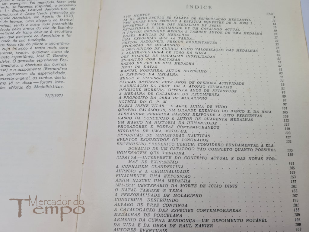 Notas da Medalhistica, A.Marques Pinto, 1971