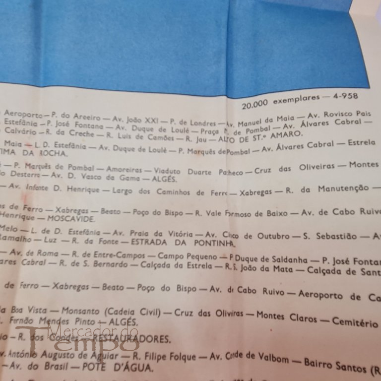 Planta da Cidade de Lisboa, autocarros da Carris, 1958