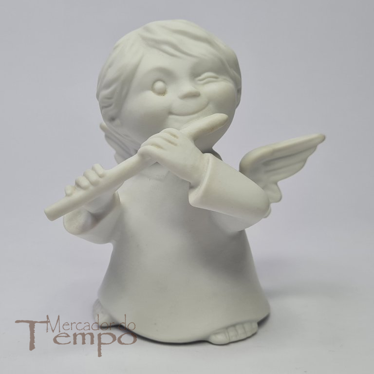 Figura Anjo maroto musico porcelana biscuit da Vista Alegre