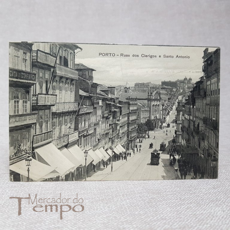 Postal antigo do Porto - Rua dos Clérigos e Santo António