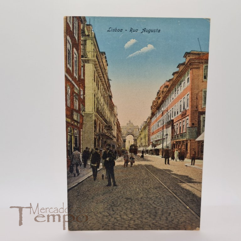 Postal Lisboa - Rua Augusta. Circulado e datado de 1925