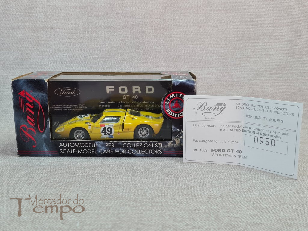 Miniatura 1/43 Bang Ford GT 40 amarelo Sportitalia Team