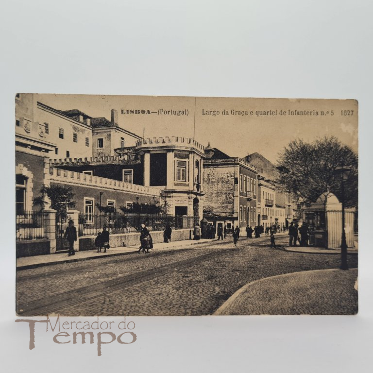 Postal Lisboa - Largo da Graça e Quartel de Infantaria n°5. Circulado e datado de 1914